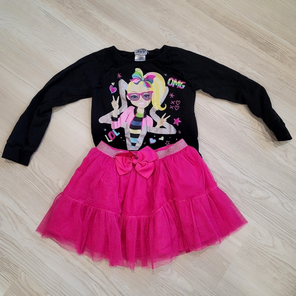 ♥️5 For $25 Girls JoJo Siwa Tulle Puffy Skort with Pullover Matching set siz…